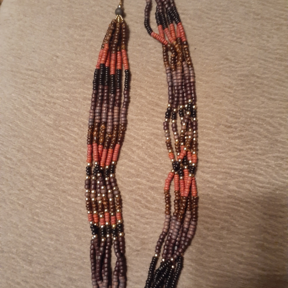 Multi Strand Wooden Beaded Necklace